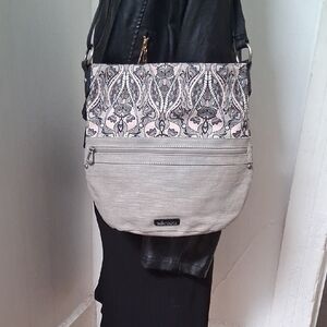 Sakroots Elephant Gray and Pink Crossbody Bag